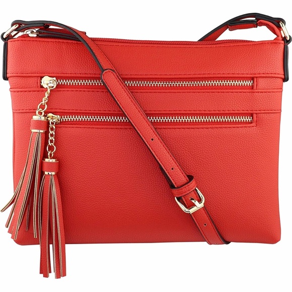 brentano Handbags - BBRENTANO Vibrant Faux Leather Gold Zip Hardware Tassel Accents Shoulder Bag